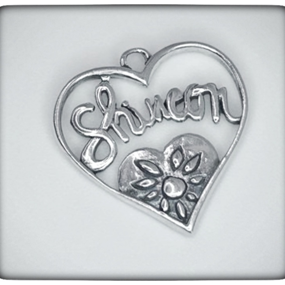 Sterling Silver Heart and Flower Charm with a Name